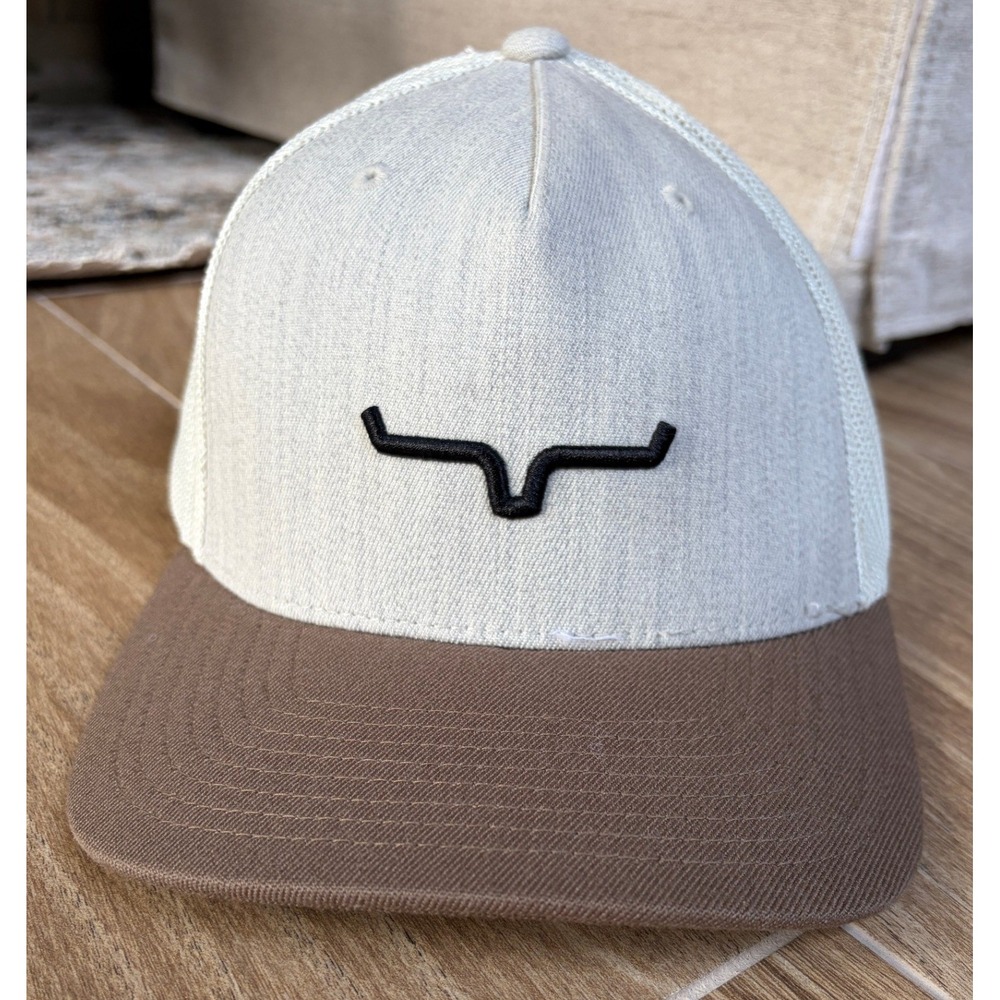 Kimes Ranch Mens Logo Trucker Snapback Hat OSFM Western Mesh Cap Brown Cream